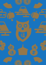 幸福を招く北欧風フクロウ／青