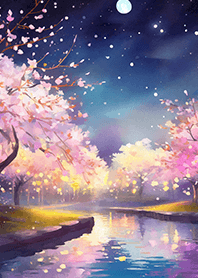 Beautiful night cherry blossoms#1460