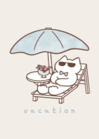 light blue ribbon cat(vacation)pastel