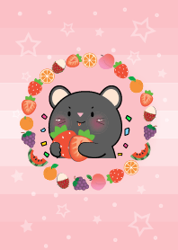 Simple Black  Mouse Love Fruit Theme
