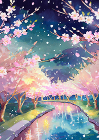 Beautiful night cherry blossoms#168