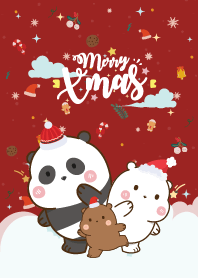 Three Bear Baby Christmas Day Red