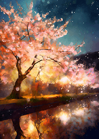 Beautiful night cherry blossoms#1358