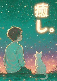 Boy and Cat Gazing at the Stars 1L