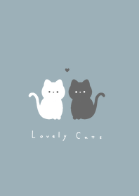 Lovely Cats /white & mint gray