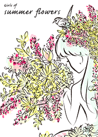 Girl of the watercolor -summer flowers-