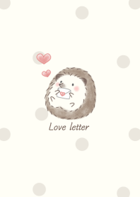 Hedgehog and Love letter -beige- dot