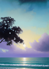 夕陽海邊 椰子樹 FBllR