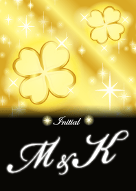M&K イニシャル 金運UP!ゴールドクローバー