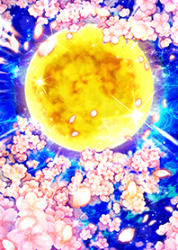 月光を浴び金運が甦る「桜吹雪と満月」