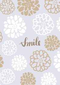 White and beige round flower27 Japan