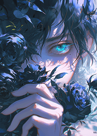 검은 장미와 파란 눈의 꽃미남❤