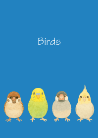 Birds on blue
