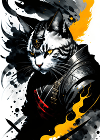 Ink wash cat samurai 7edB2c