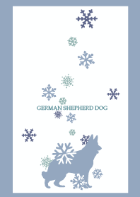 GERMAN SHEPHERD DOG AND SNOW