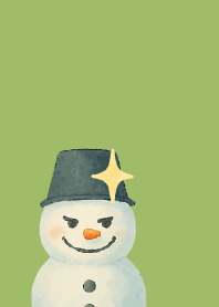 Expressive snowman4 on moss green