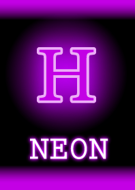 【H】イニシャル ネオン 紫