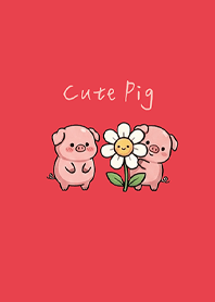 Cute Pig Daily life(Bright red)