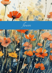 Cute Orange Flowers blue