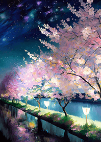 Beautiful night cherry blossoms#2906