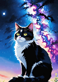 Night Moon Star Cat aBcbbD