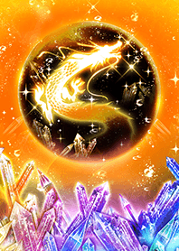 Theme of Gold Rising Dragon and Crystal