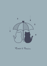 貓和雨傘 -mint navy