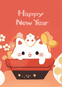 Cute cat celebrates new year
