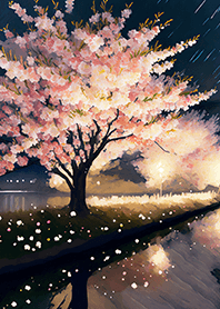 Beautiful night cherry blossoms#2527