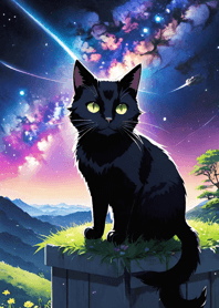 Night Moon Star Cat ffbD76