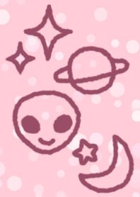 Hand-painted space motif(pink)