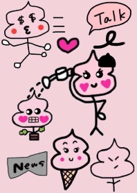 Stick figure Kon-u chan.Graffiti pink-b1
