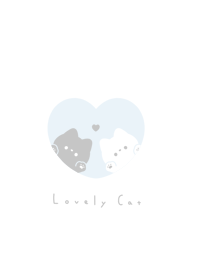 ねことハート /白と水色