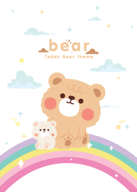 Teddy Bear Rainbow Star White