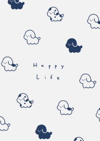 5 dogs bigger/gray navy