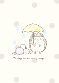 Hedgehog and Shimaenaga -rain- beige 2