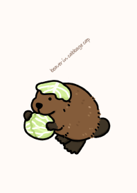 beaver in cabbage cap.