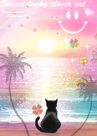 黒猫と幻想的なサンセット✨スマイル