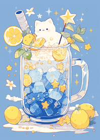 Cat with Star Lemon Soda