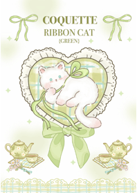 Cute kitten: coquette cat-green