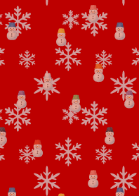 Colorful Snowman02 on red & beige