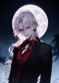 Handsome vampire with a cool smile