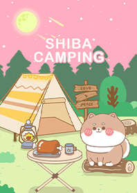shiba inu -mountain camping/pink