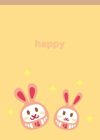 rabbit mascot on light brown & yellow