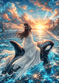 stampAI-Killer whale and girl-6YLdsK