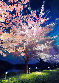 Beautiful night cherry blossoms#923