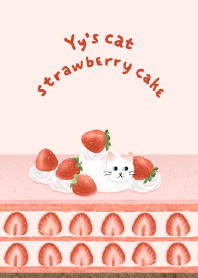 Yy's cat いちご白猫ケーキ・ピンク