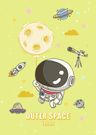 浩瀚宇宙 可愛寶貝太空人 滿月 黃色星空