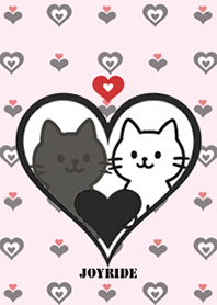 White cat and black cat_pink