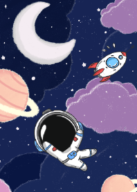 Adventure of Astronaut in Moonlight